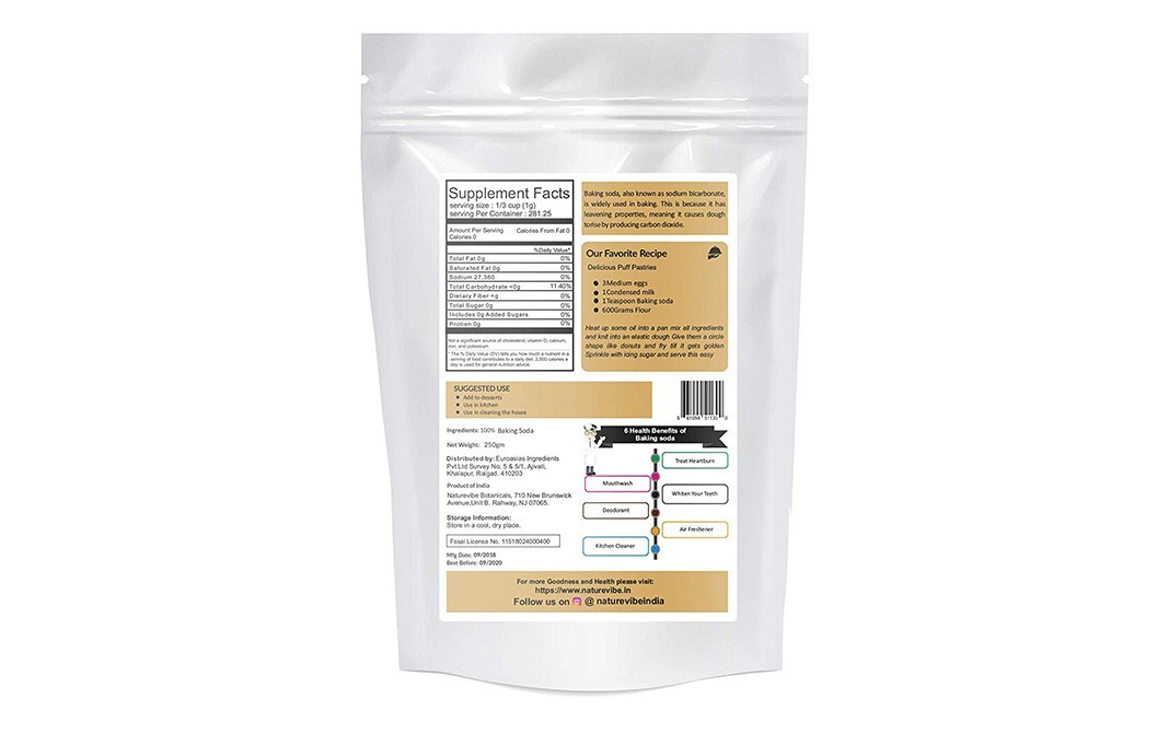 Naturevibe Botanicals Organic Baking Soda    Pack  250 grams